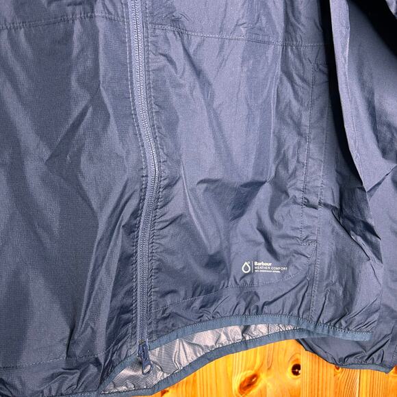 Barbour Grizedale Waterproof Hooded Rain Jacket Mens Large Navy Outdoors Hiking - Picture 7 of 12